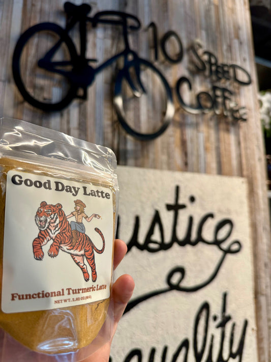 Good Day Latte is now on the menu at 10 Speed Coffee!